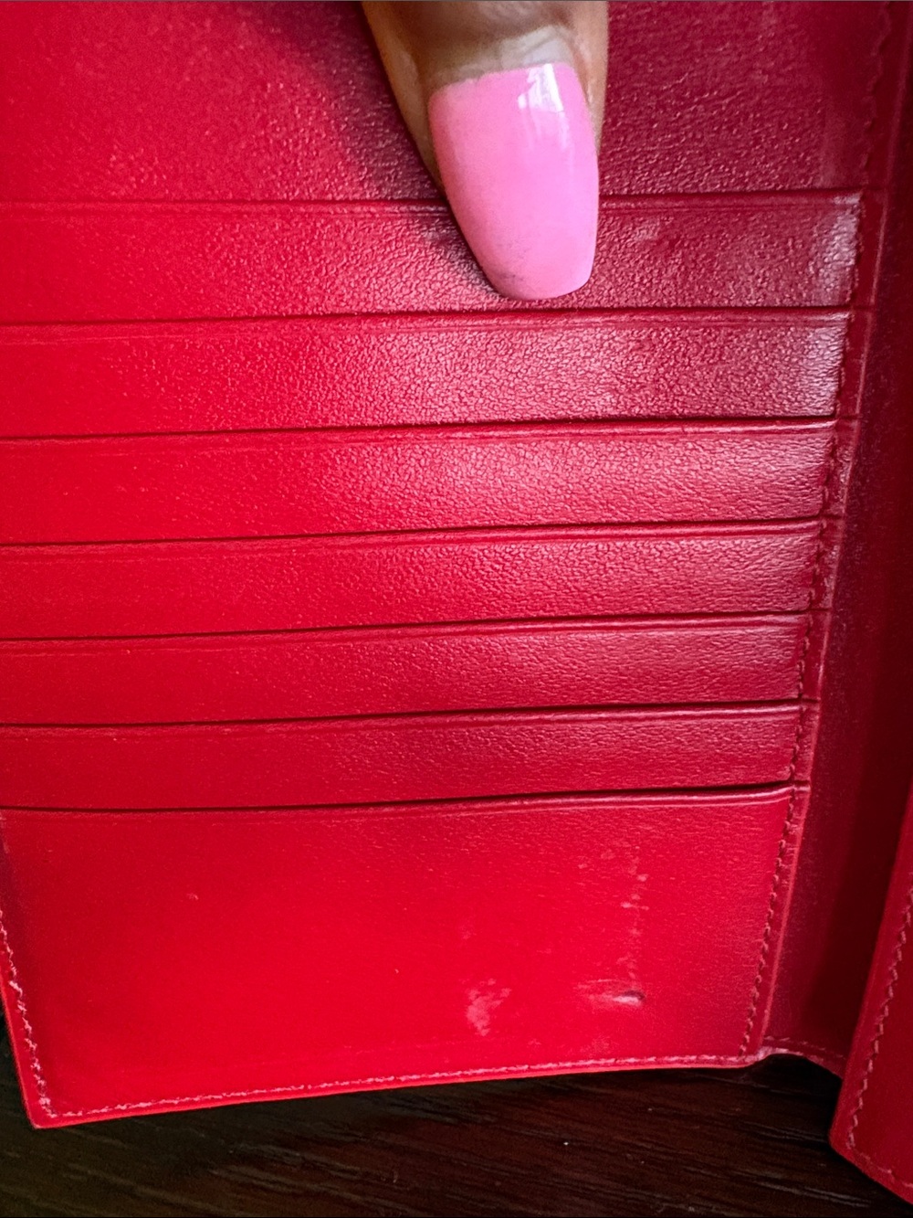 Celine Paris Large Strap Wallet - Red & Black Bicolor Grained Calfskin - Picture 4 of 11